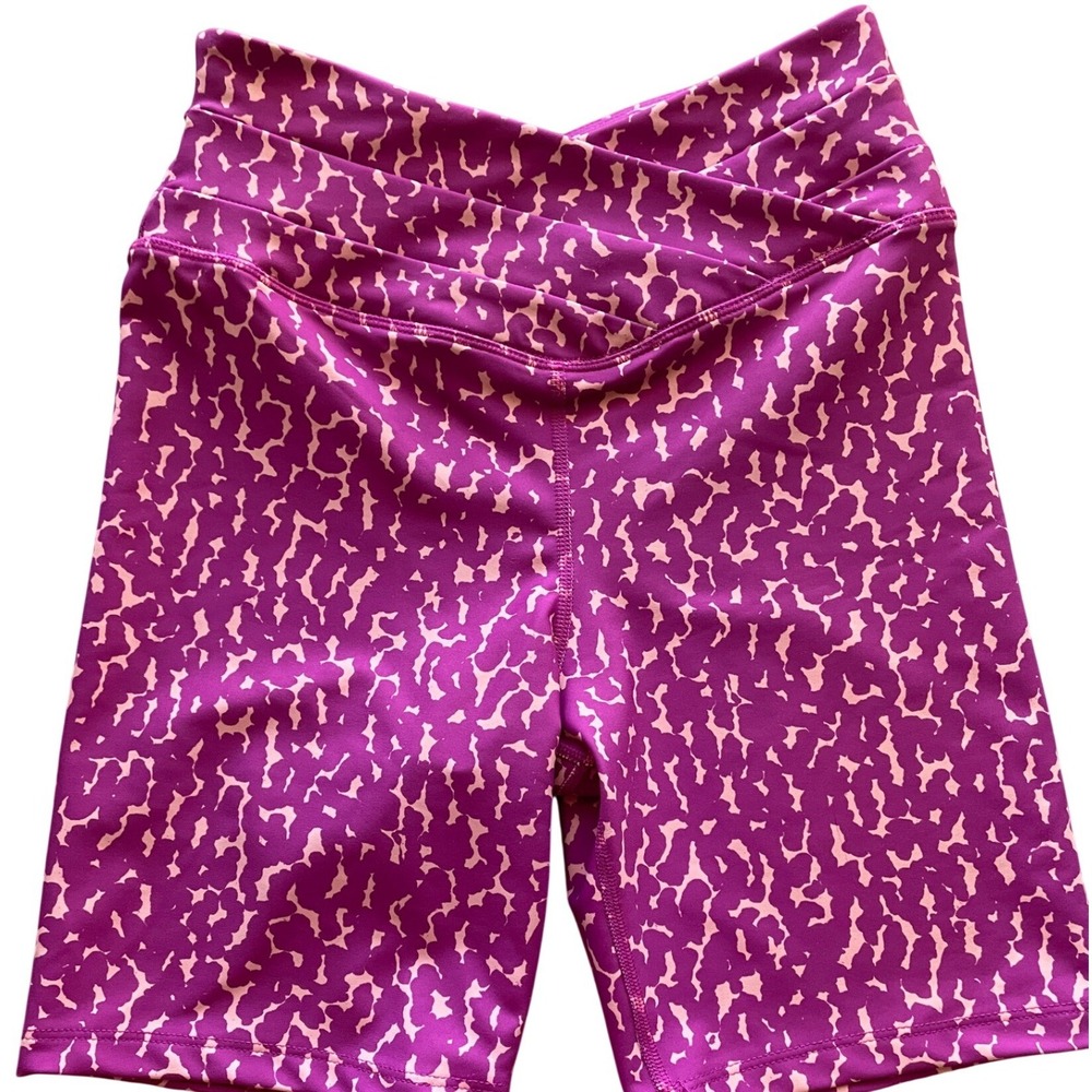 Sage Collective Fuschia Animal Leopard Print Bike Shorts Women's Small Gym Yoga